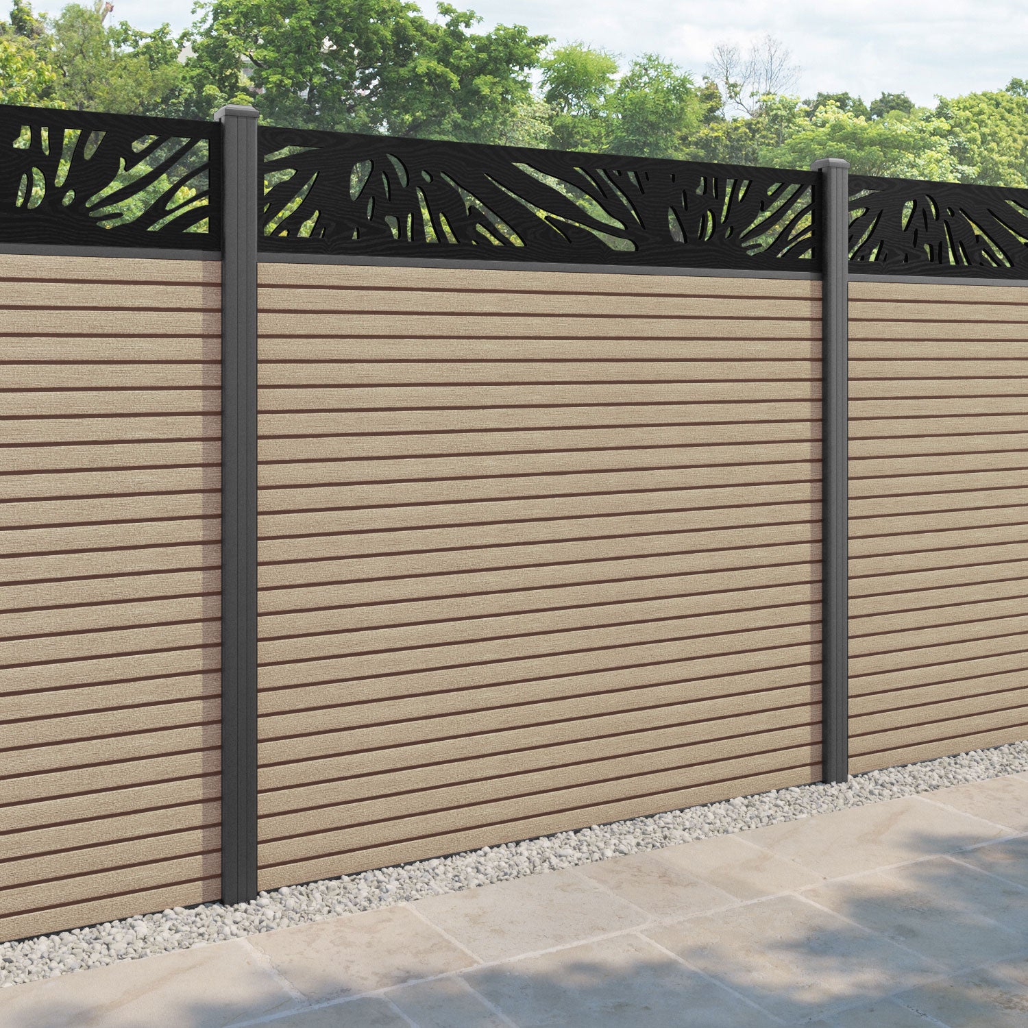 Hudson Poppy Fence Panel - Light Oak - with our aluminium posts