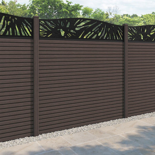 Hudson Poppy Curved Top Fence Panel - Mid Brown - with our composite posts