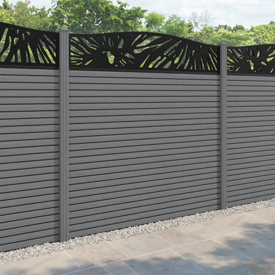 Hudson Poppy Curved Top Fence Panel - Mid Grey - with our composite posts
