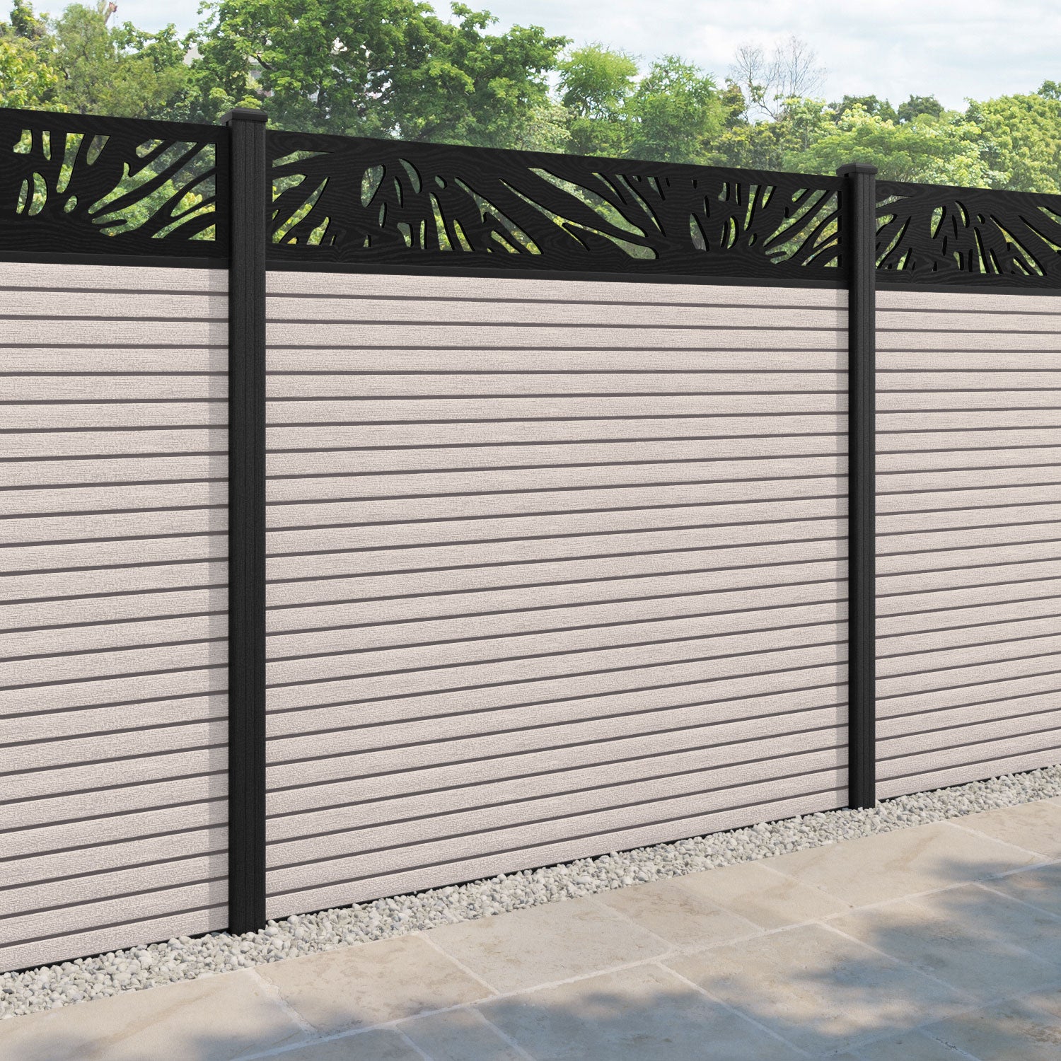 Hudson Poppy Fence Panel - Mid Stone - with our composite posts
