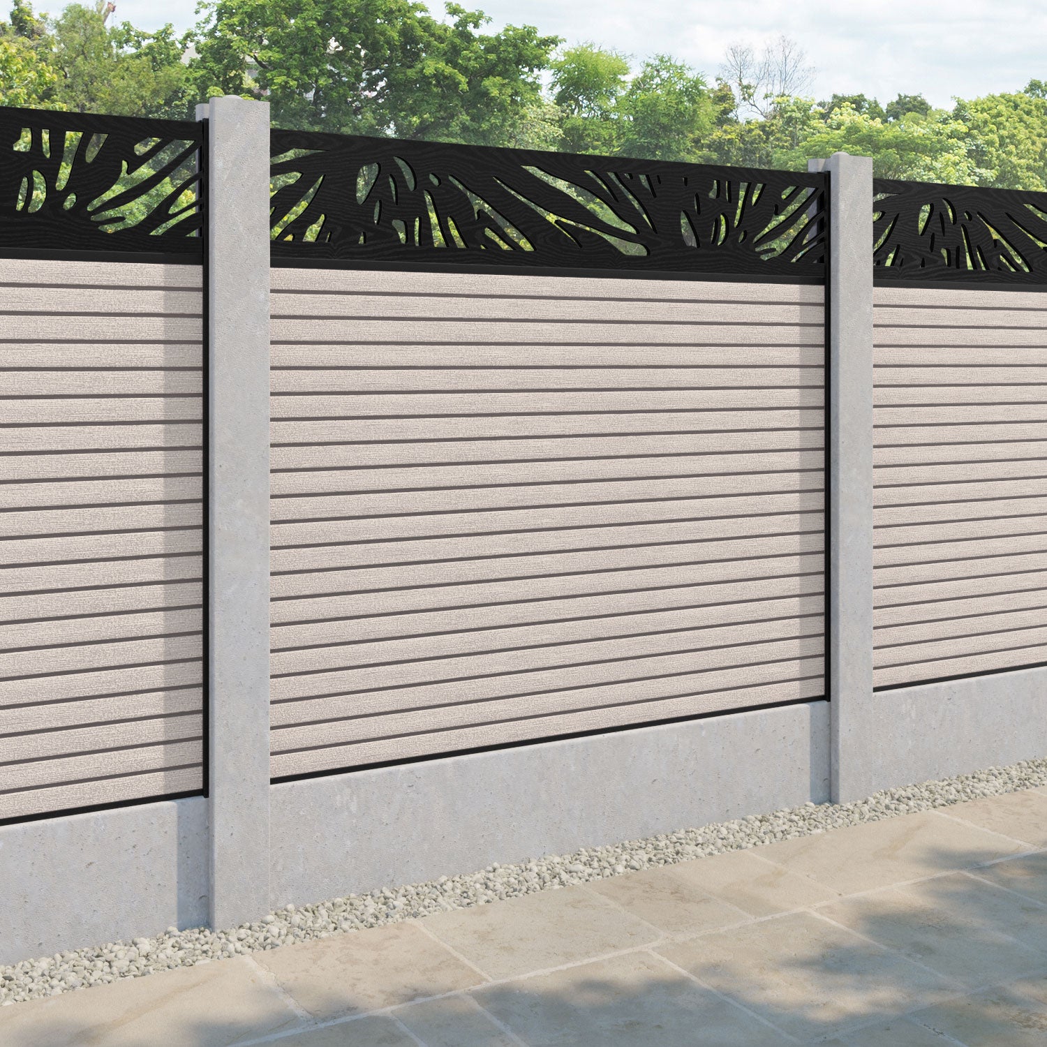 Hudson Poppy Fence Panel - Mid Stone - for existing concrete posts