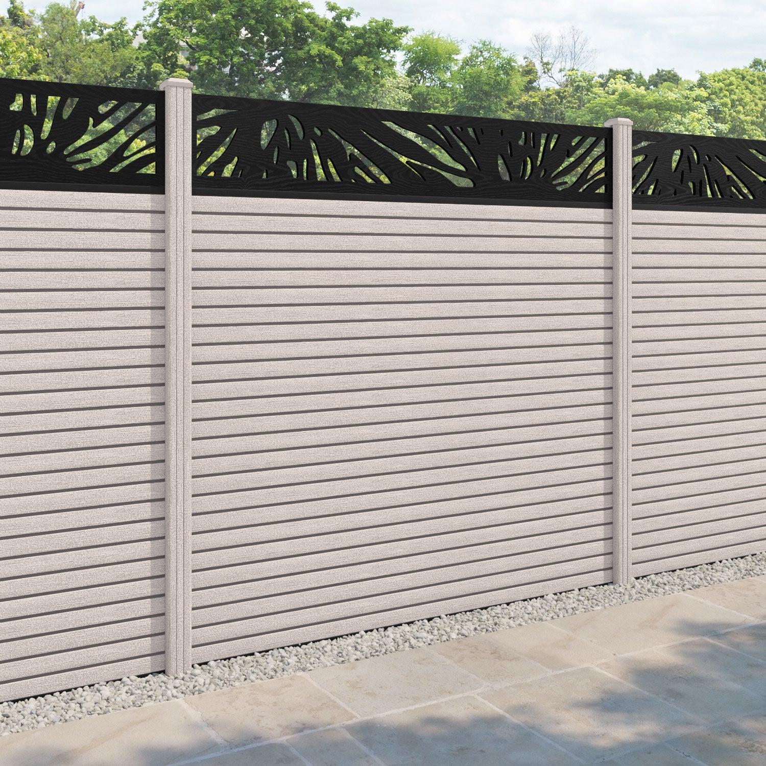 Hudson Poppy Fence Panel - Mid Stone - with our composite posts