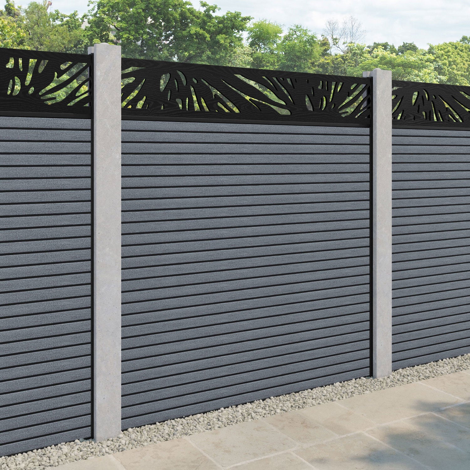 Hudson Poppy Fence Panel - Anthracite - for existing concrete posts