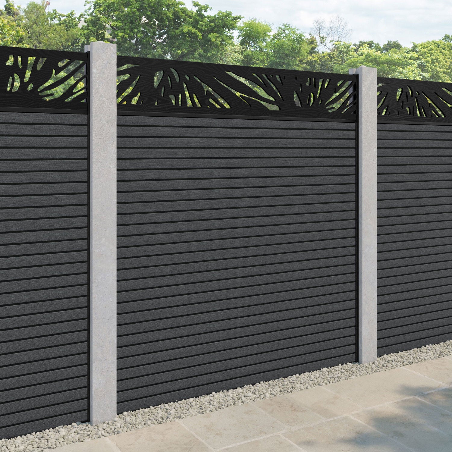 Hudson Poppy Fence Panel - Dark Grey - for existing concrete posts