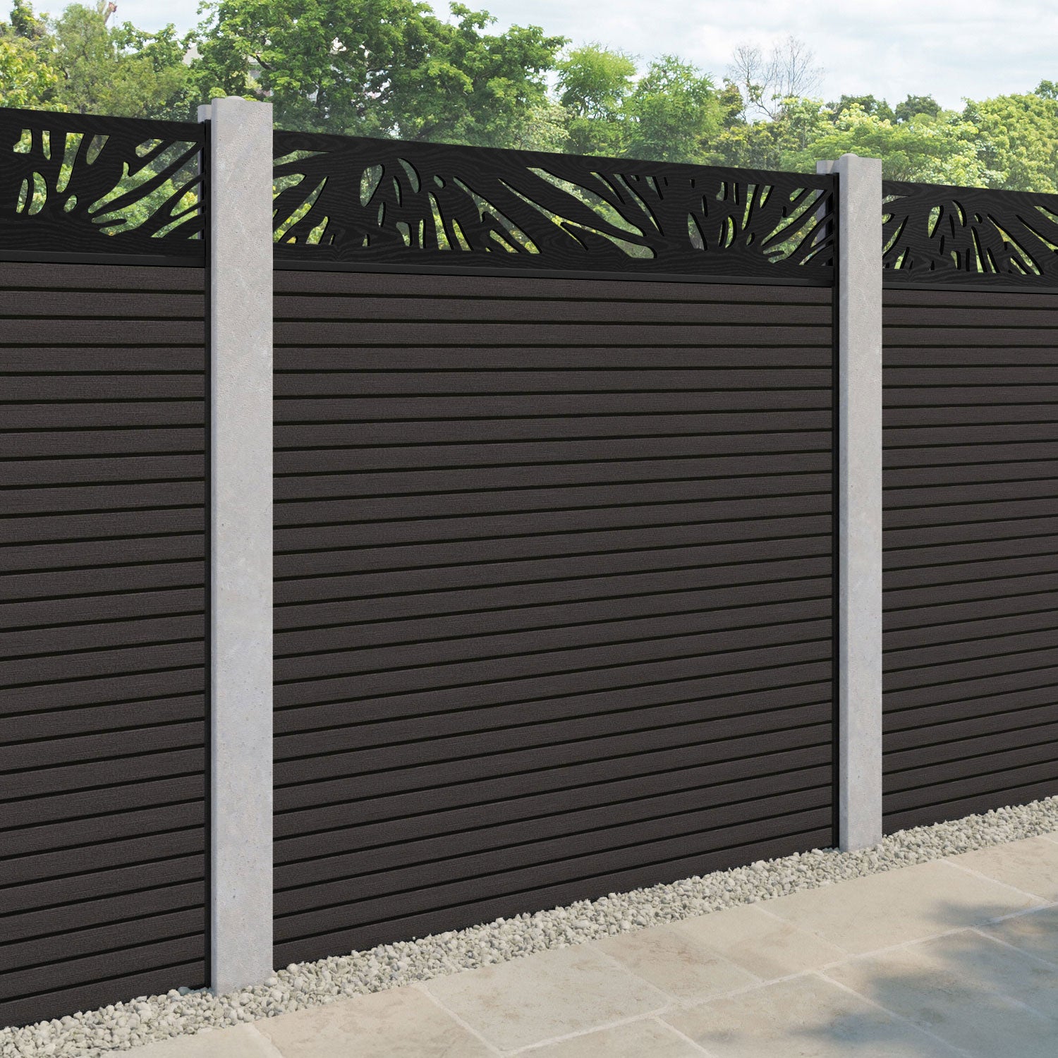 Hudson Poppy Fence Panel - Dark Oak - for existing concrete posts