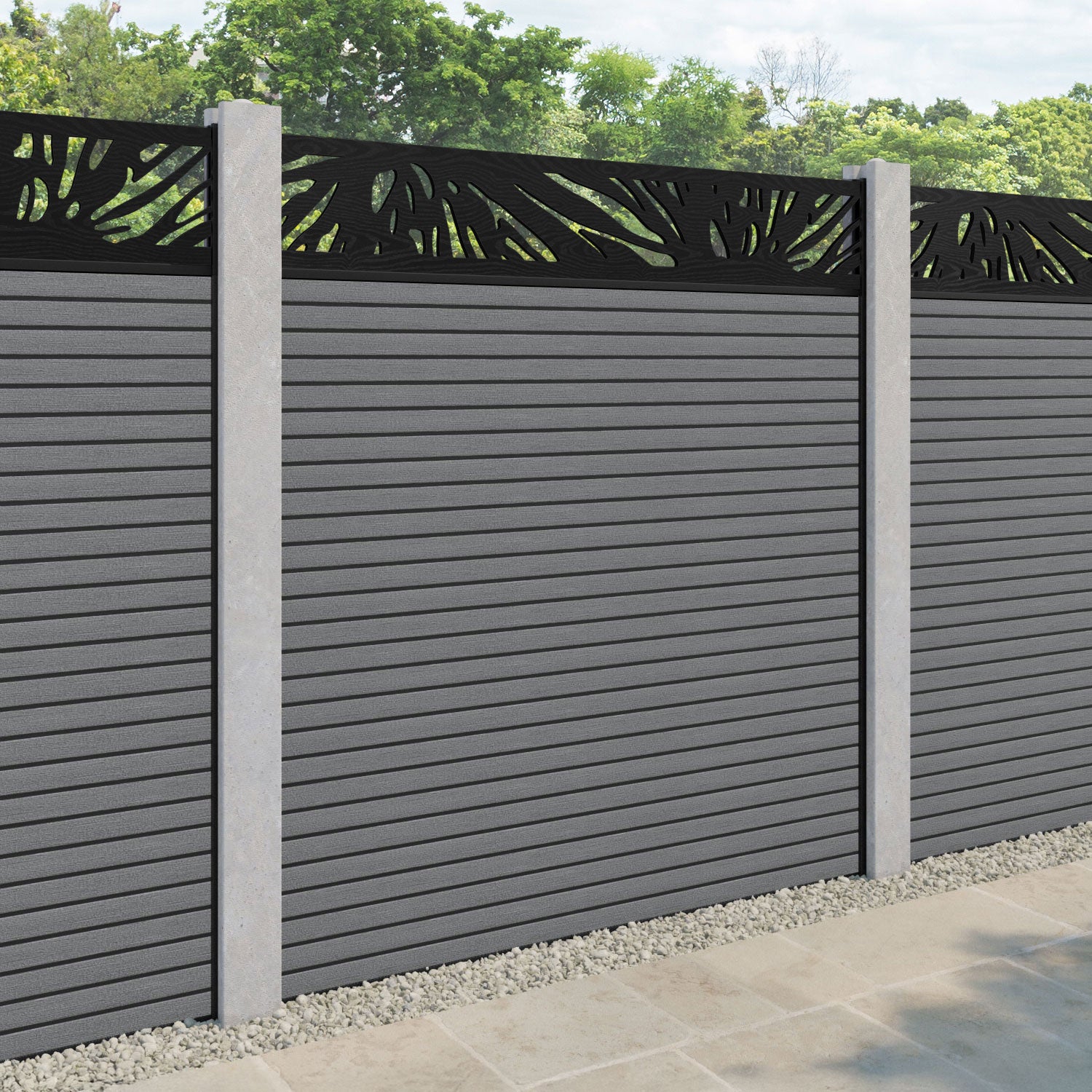 Hudson Poppy Fence Panel - Mid Grey - for existing concrete posts