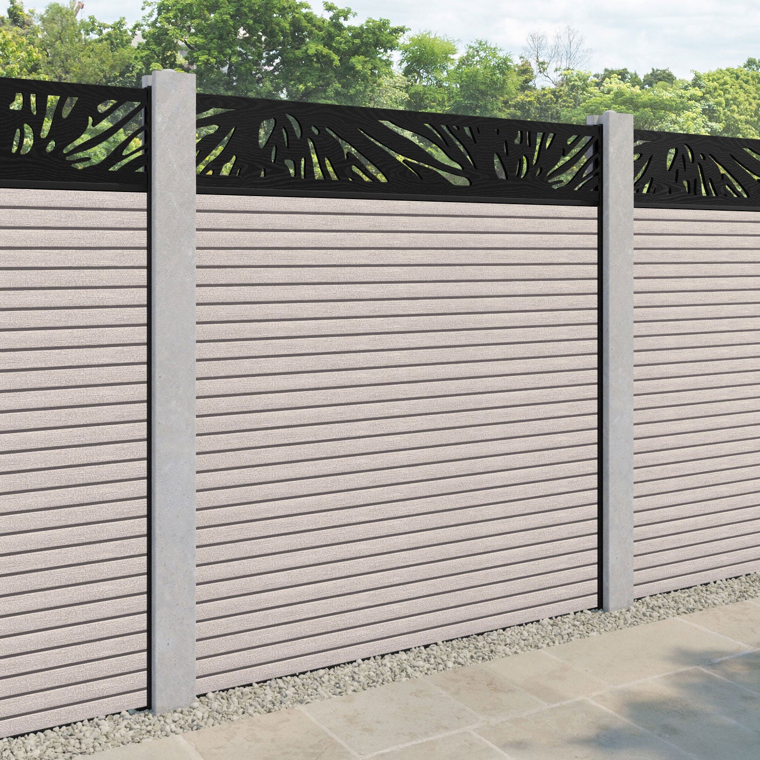 Hudson Poppy Fence Panel - Mid Stone - for existing concrete posts