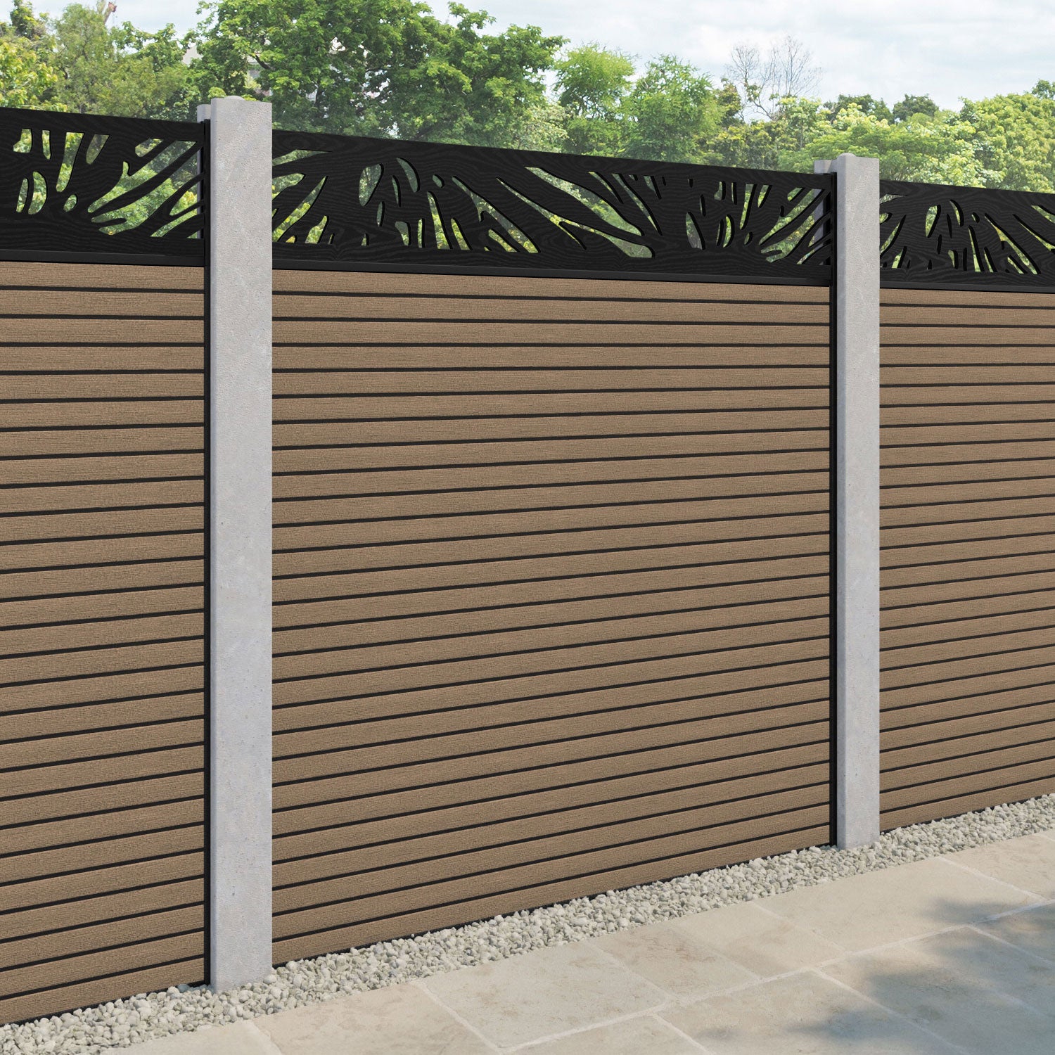 Hudson Poppy Fence Panel - Teak - for existing concrete posts