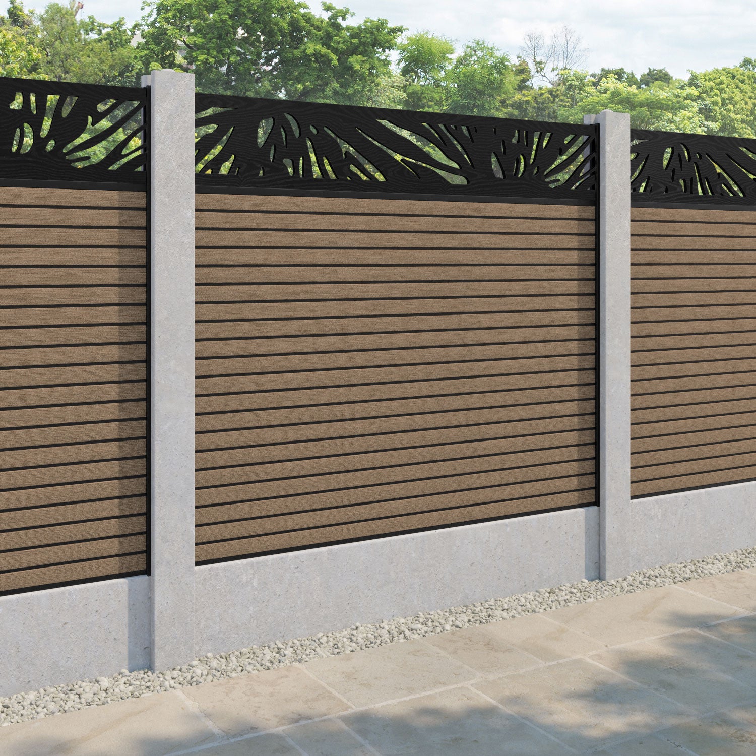 Hudson Poppy Fence Panel - Teak - for existing concrete posts