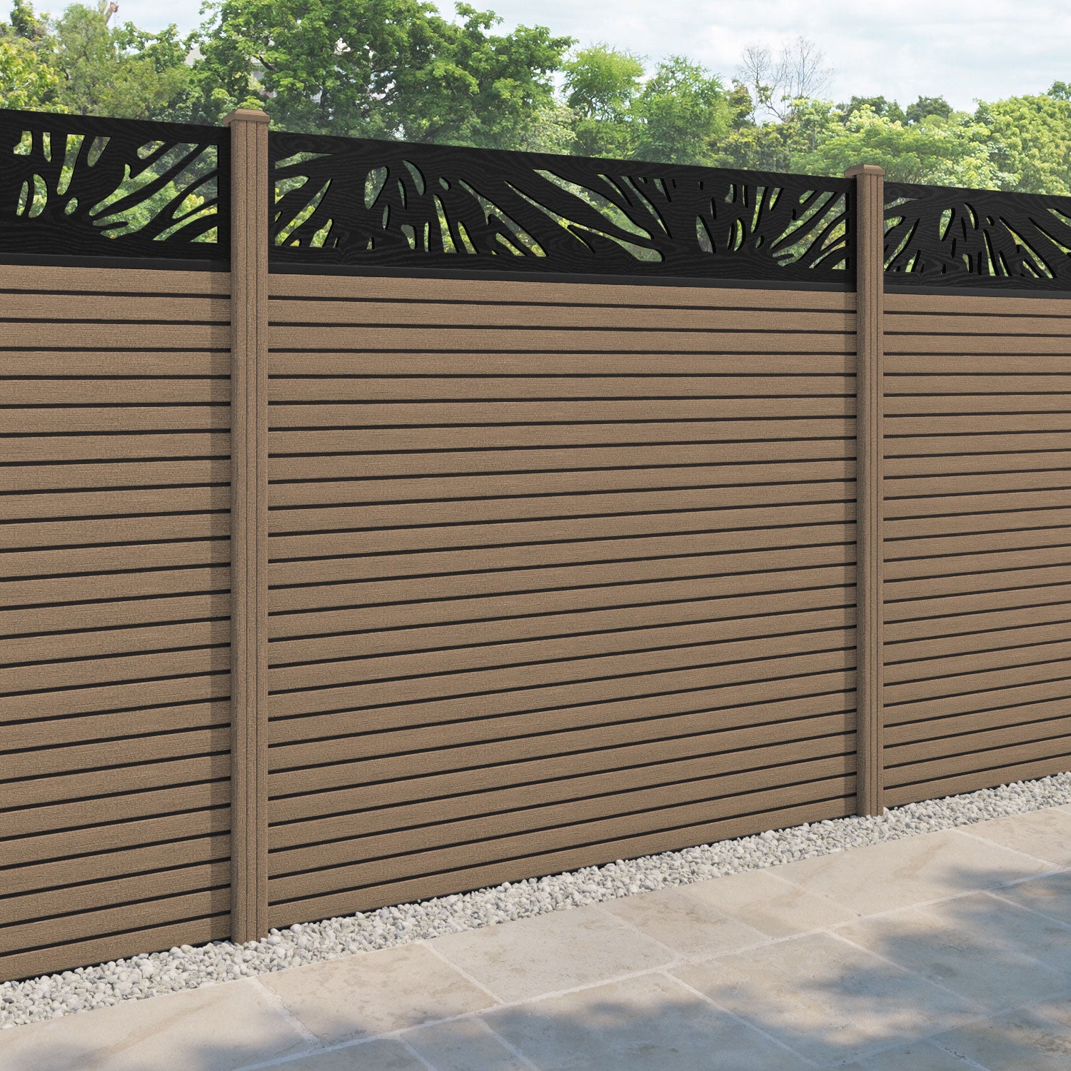 Hudson Poppy Fence Panel - Teak - with our composite posts