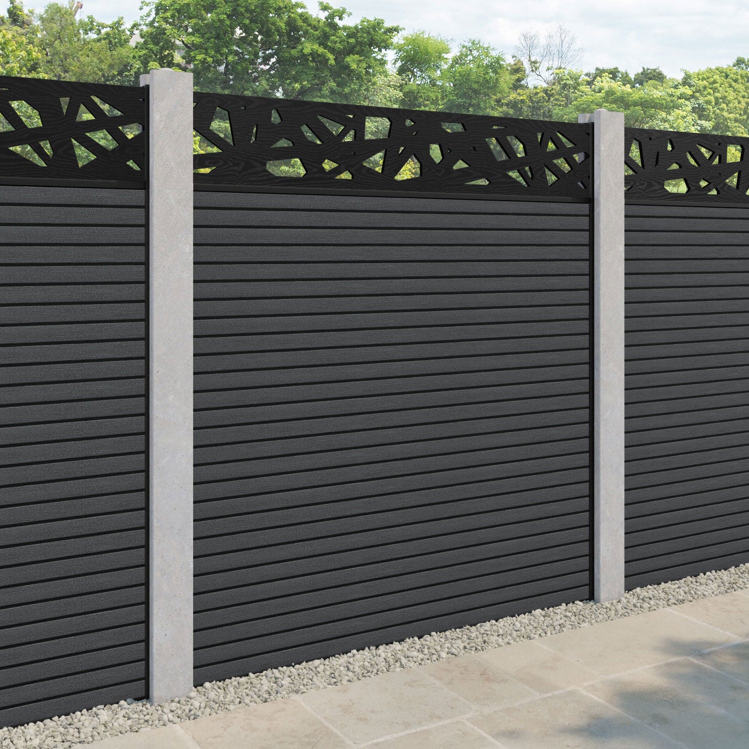 Hudson Prism Fence Panel - Dark Grey - for existing concrete posts