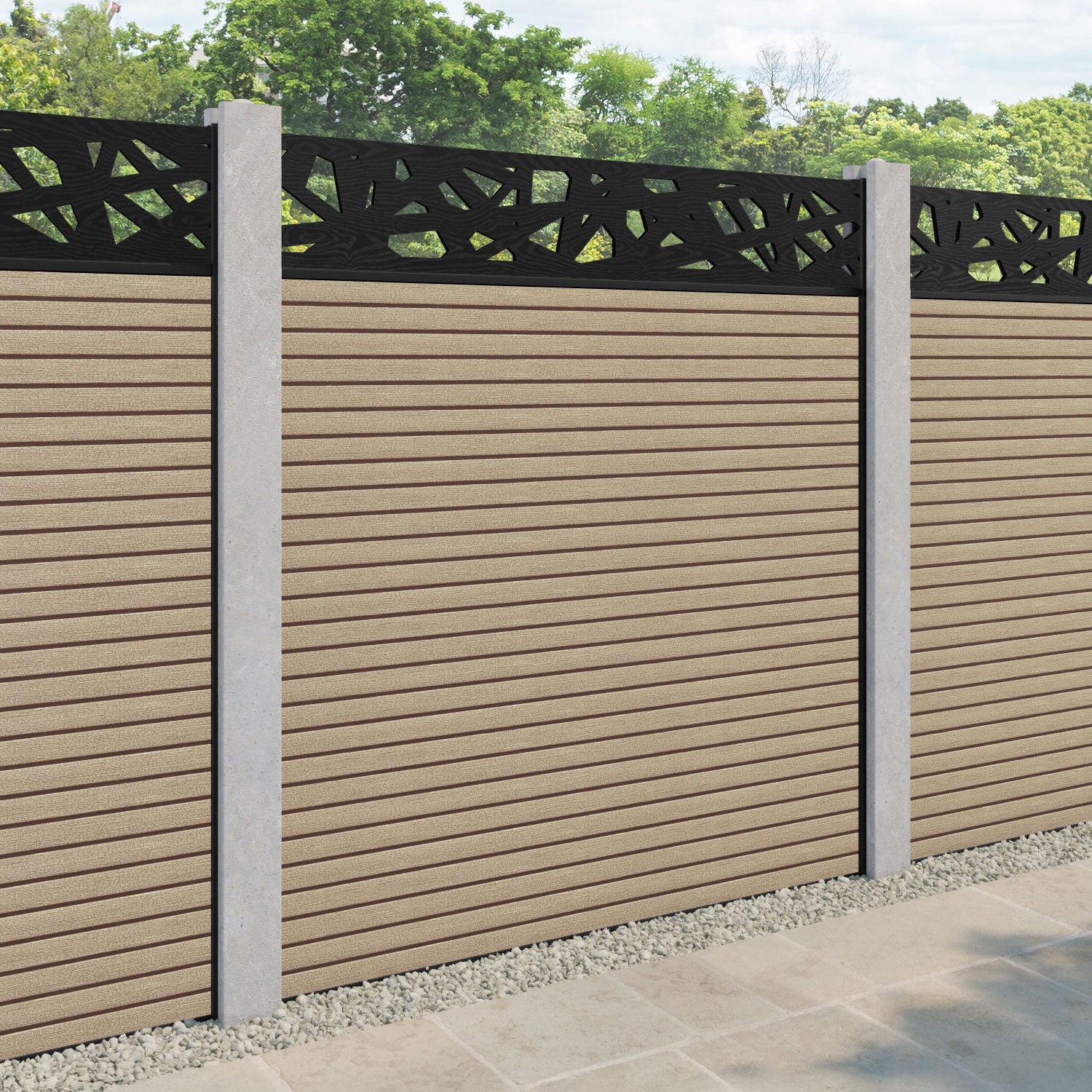 Hudson Prism Fence Panel - Light Oak - for existing concrete posts