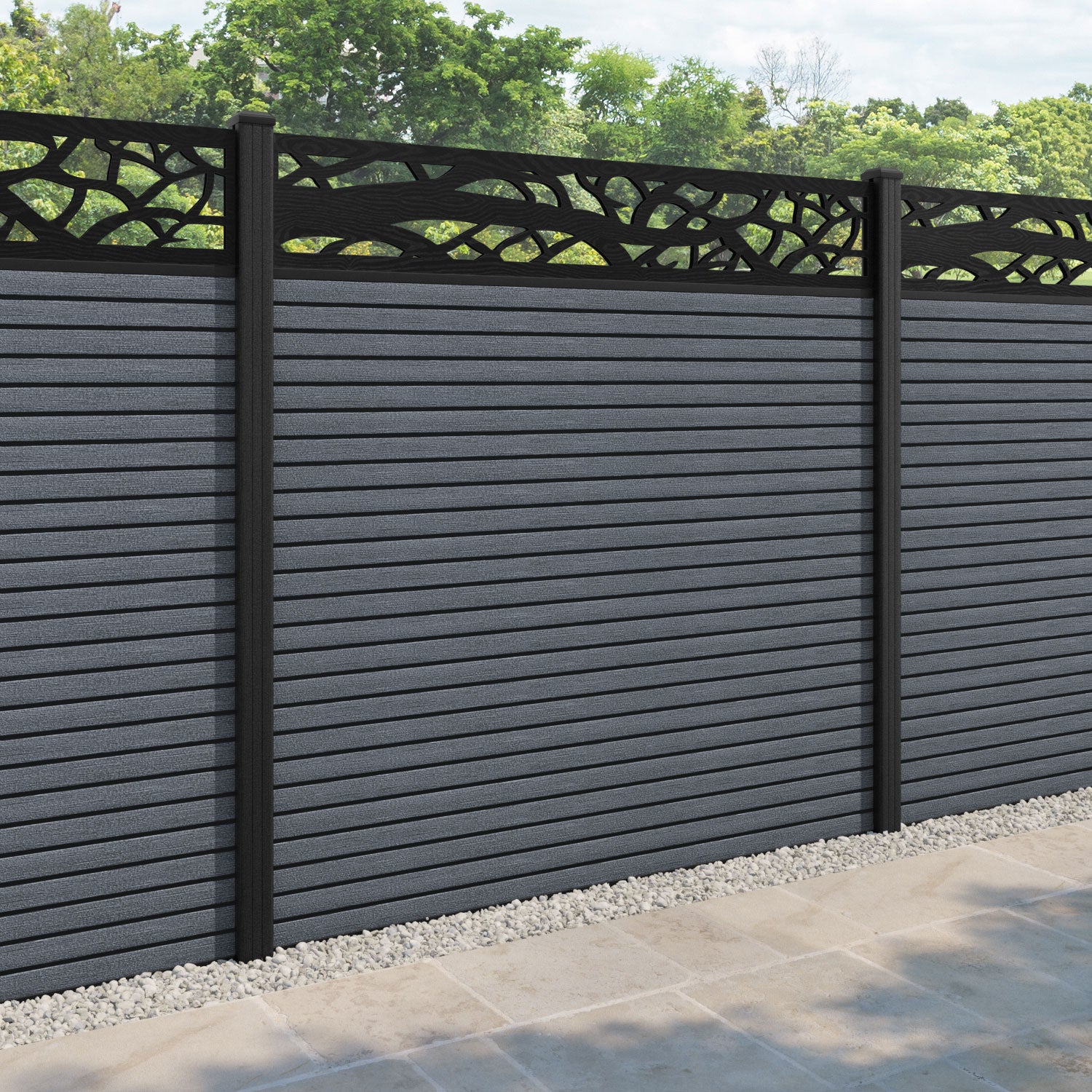 Hudson Twilight Fence Panel - Anthracite - with our composite posts