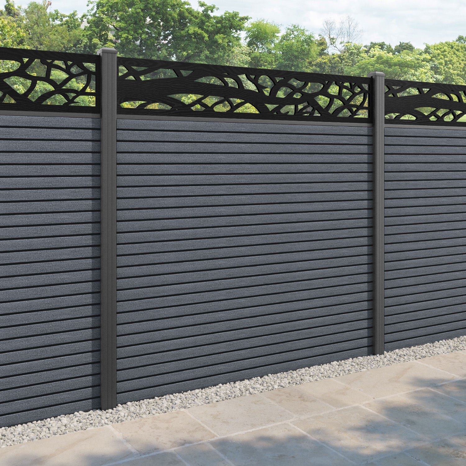 Hudson Twilight Fence Panel - Anthracite - with our aluminium posts