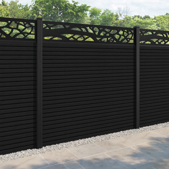 Hudson Twilight Fence Panel - Black - with our composite posts