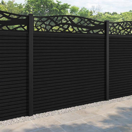 Hudson Twilight Curved Top Fence Panel - Black - with our composite posts