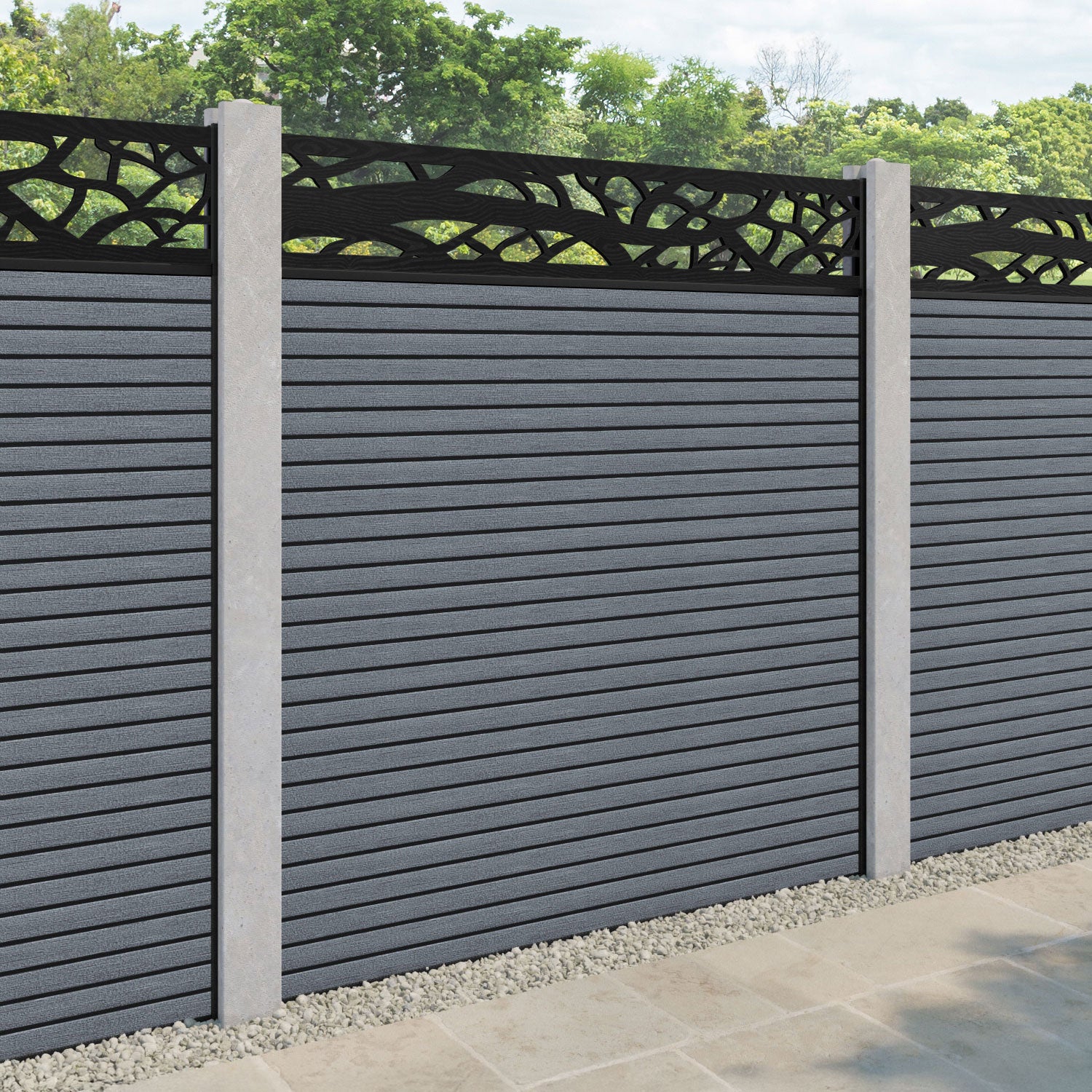 Hudson Twilight Fence Panel - Anthracite - for existing concrete posts
