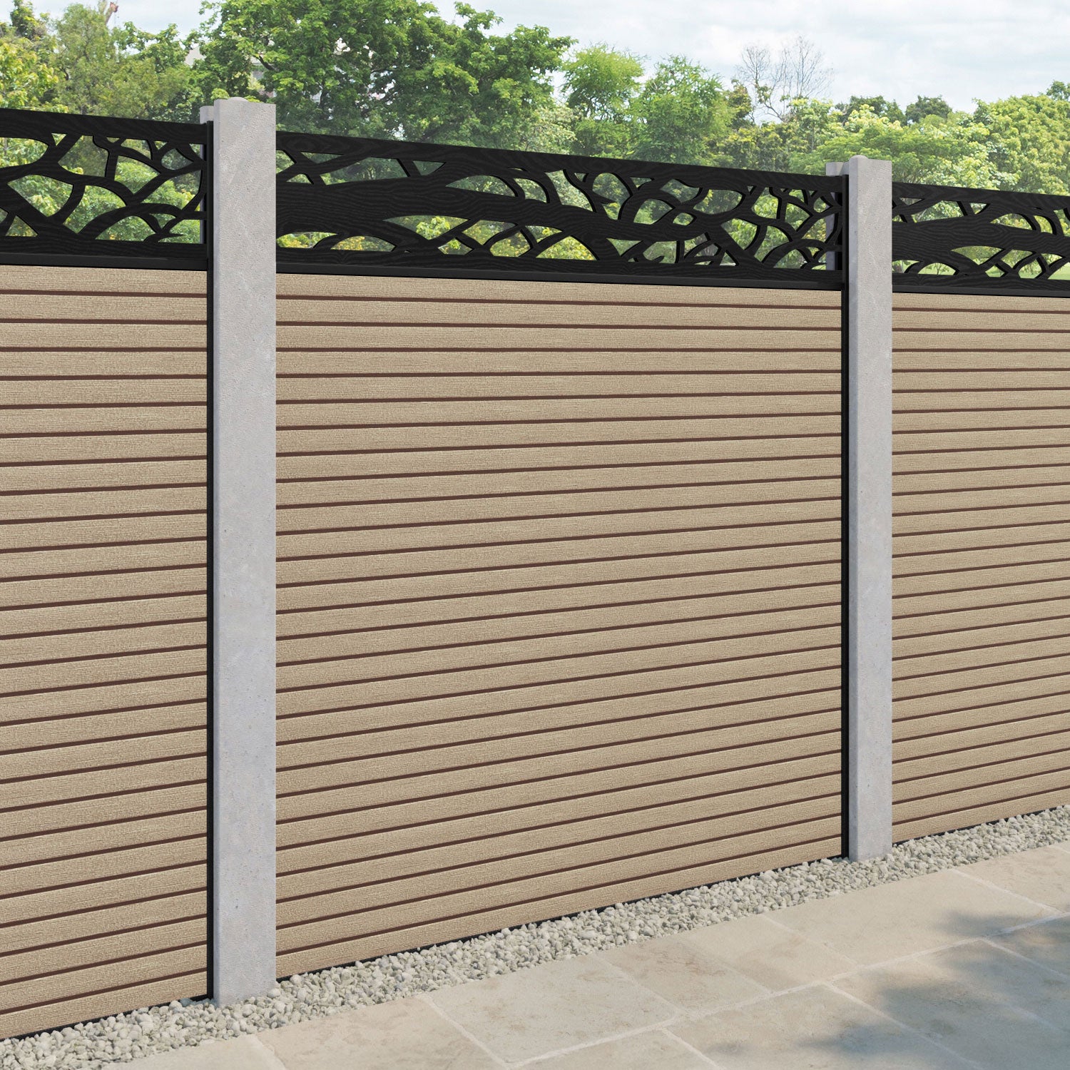 Hudson Twilight Fence Panel - Light Oak - for existing concrete posts