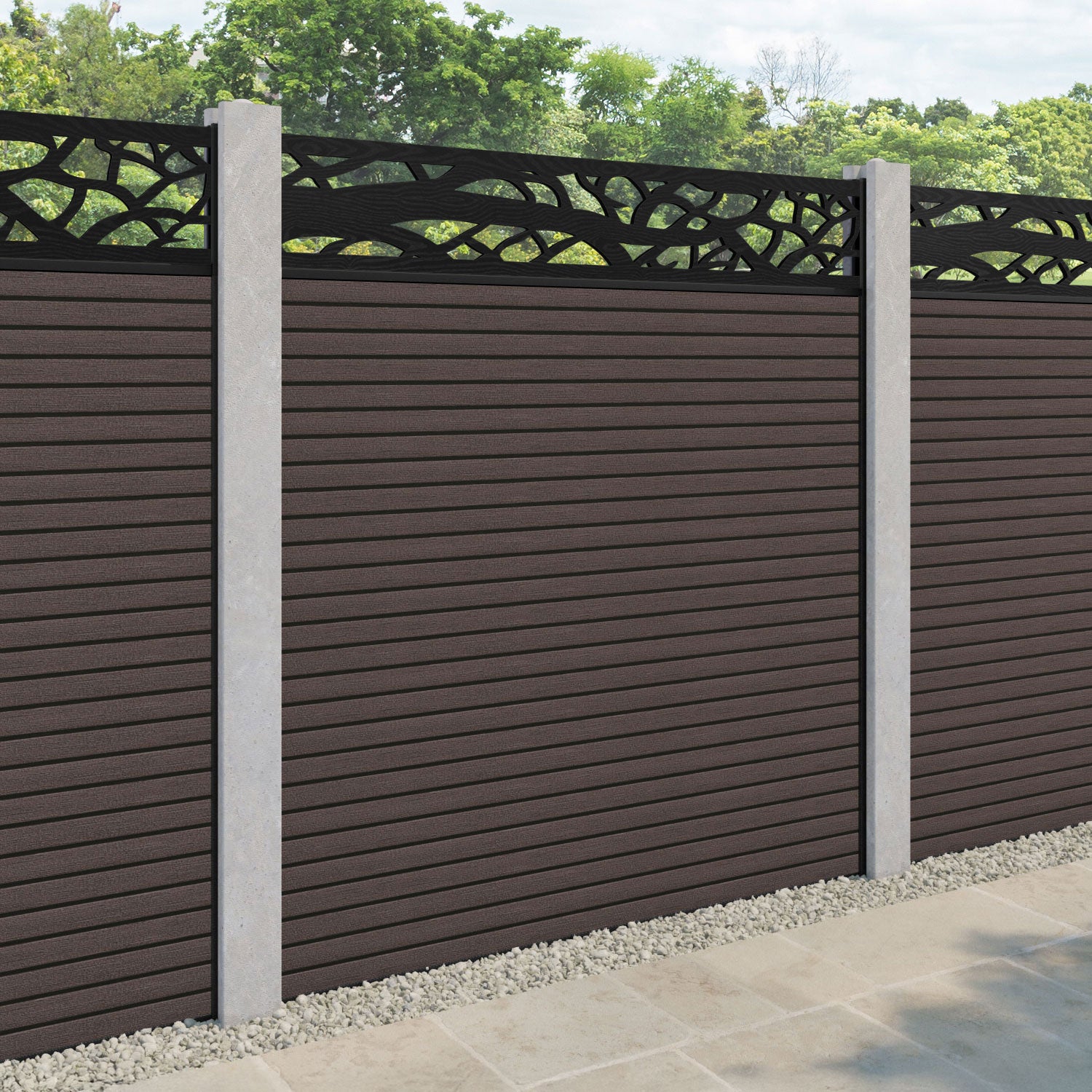 Hudson Twilight Fence Panel - Mid Brown - for existing concrete posts
