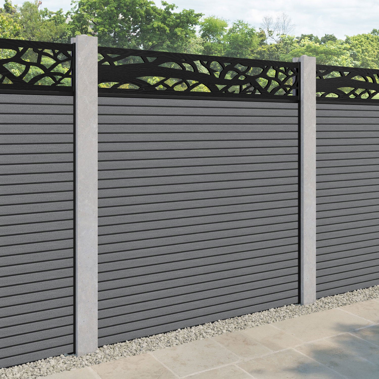 Hudson Twilight Fence Panel - Mid Grey - for existing concrete posts