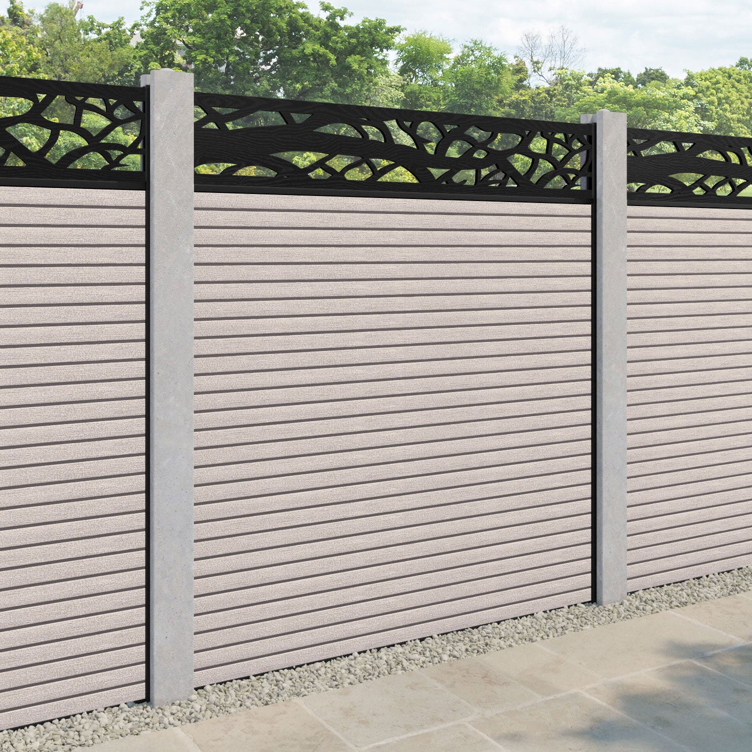 Hudson Twilight Fence Panel - Mid Stone - for existing concrete posts
