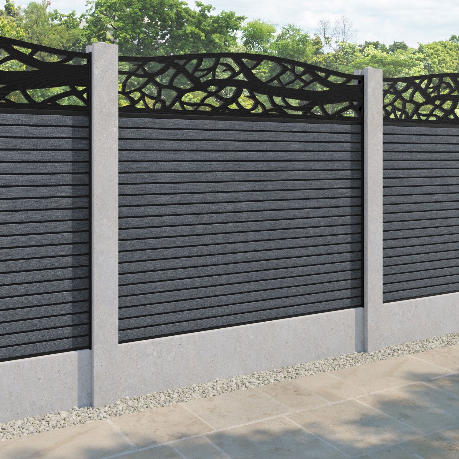 Hudson Twilight Curved Top Fence Panel - Anthracite - for existing concrete posts