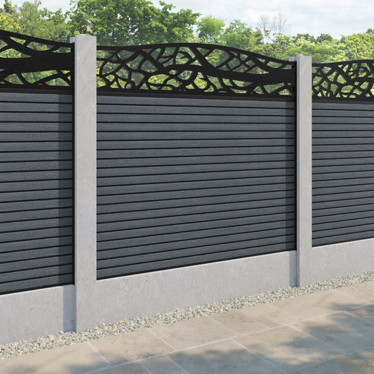 Hudson Twilight Curved Top Fence Panel - Anthracite - for existing concrete posts