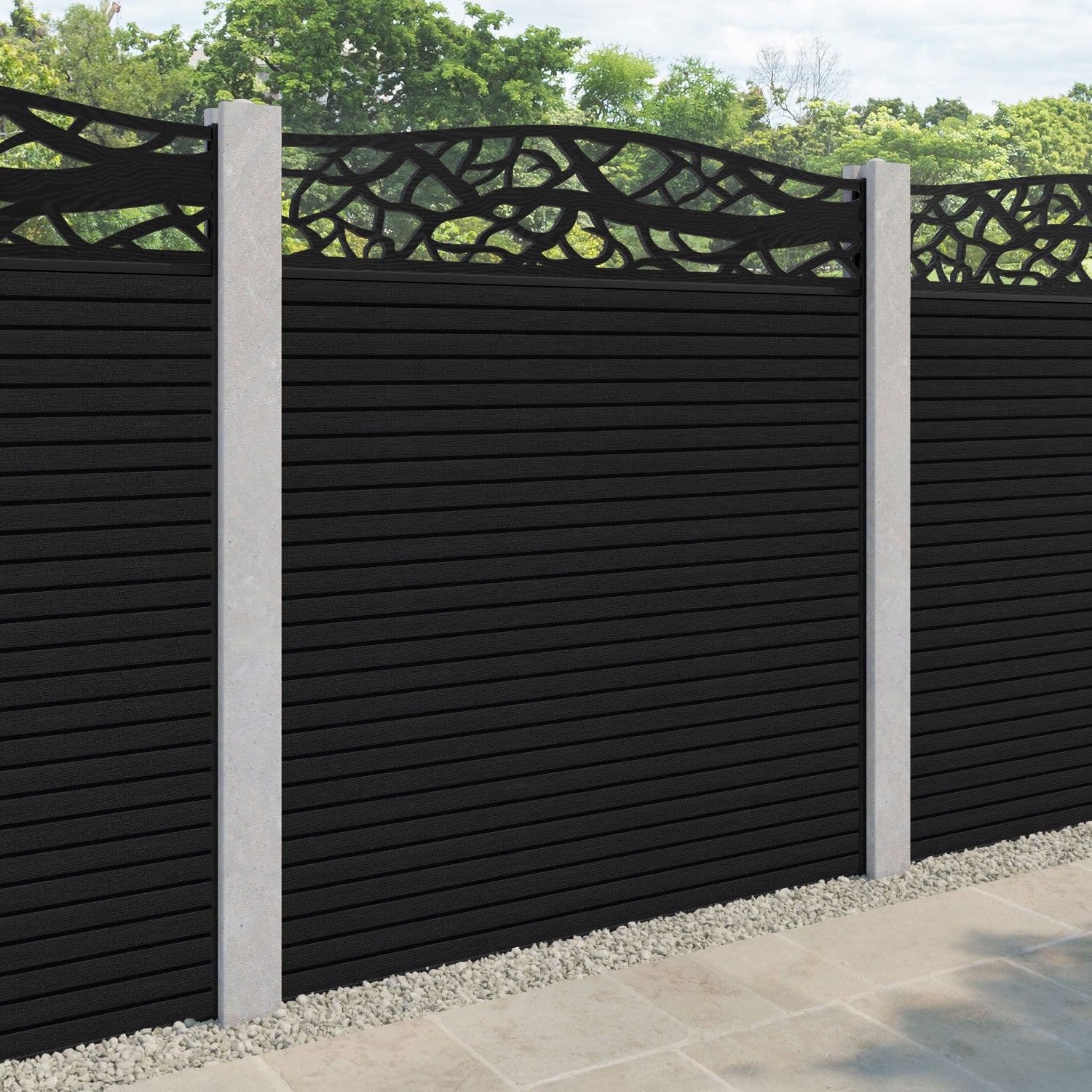 Hudson Twilight Curved Top Fence Panel - Black - for existing concrete posts
