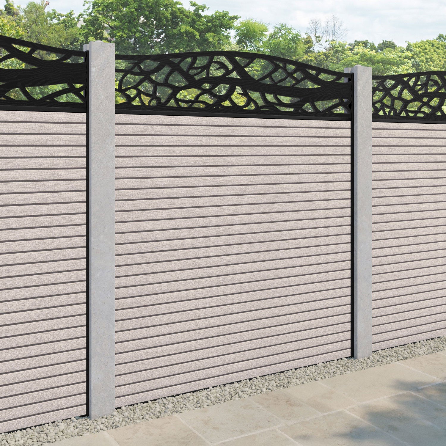 Hudson Twilight Curved Top Fence Panel - Mid Stone - for existing concrete posts