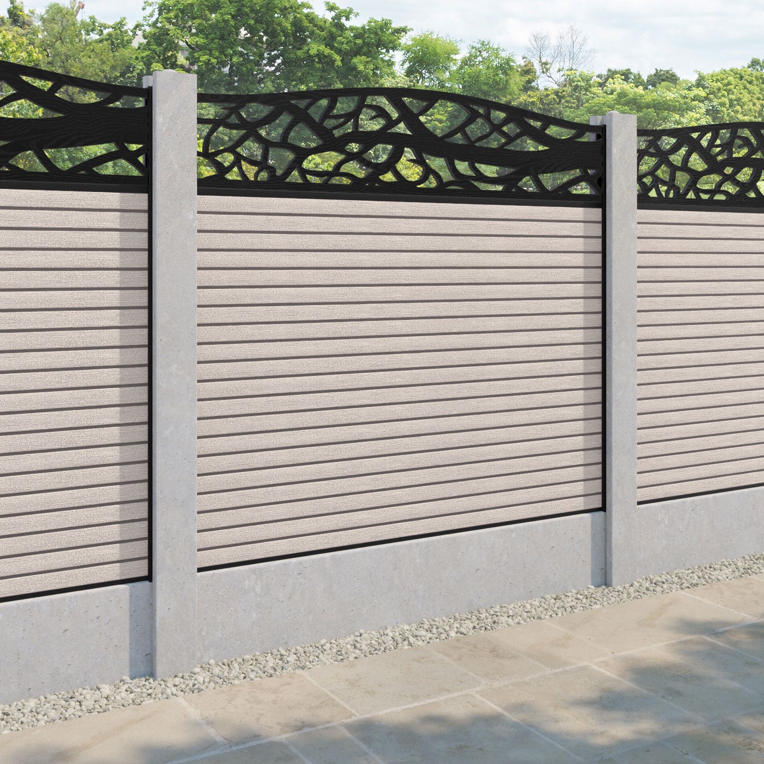 Hudson Twilight Curved Top Fence Panel - Mid Stone - for existing concrete posts