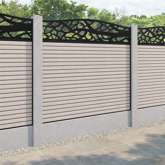 Hudson Twilight Curved Top Fence Panel - Mid Stone - for existing concrete posts