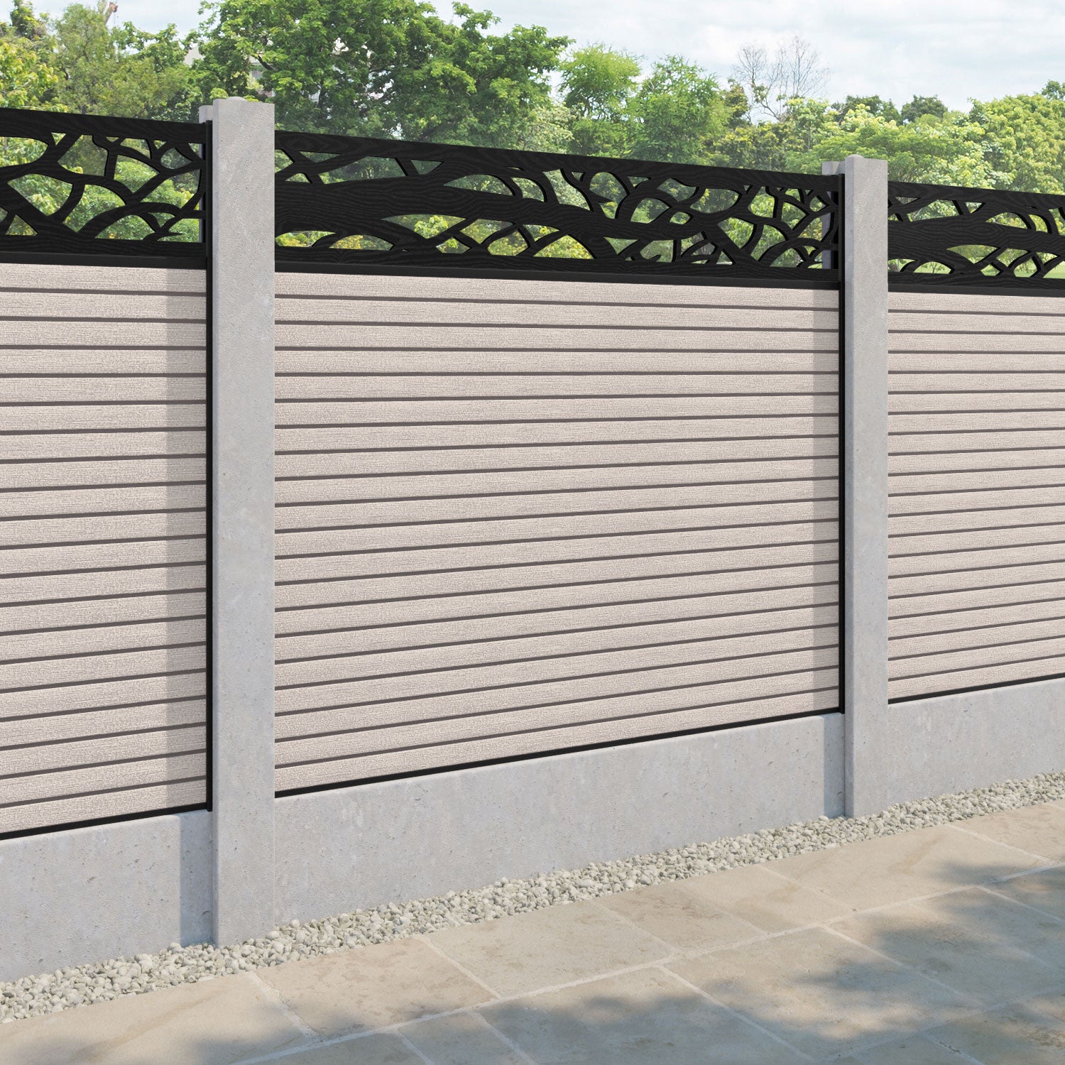 Hudson Twilight Fence Panel - Mid Stone - for existing concrete posts