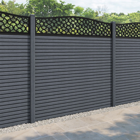 Hudson Vida Curved Top Fence Panel - Anthracite - with our composite posts