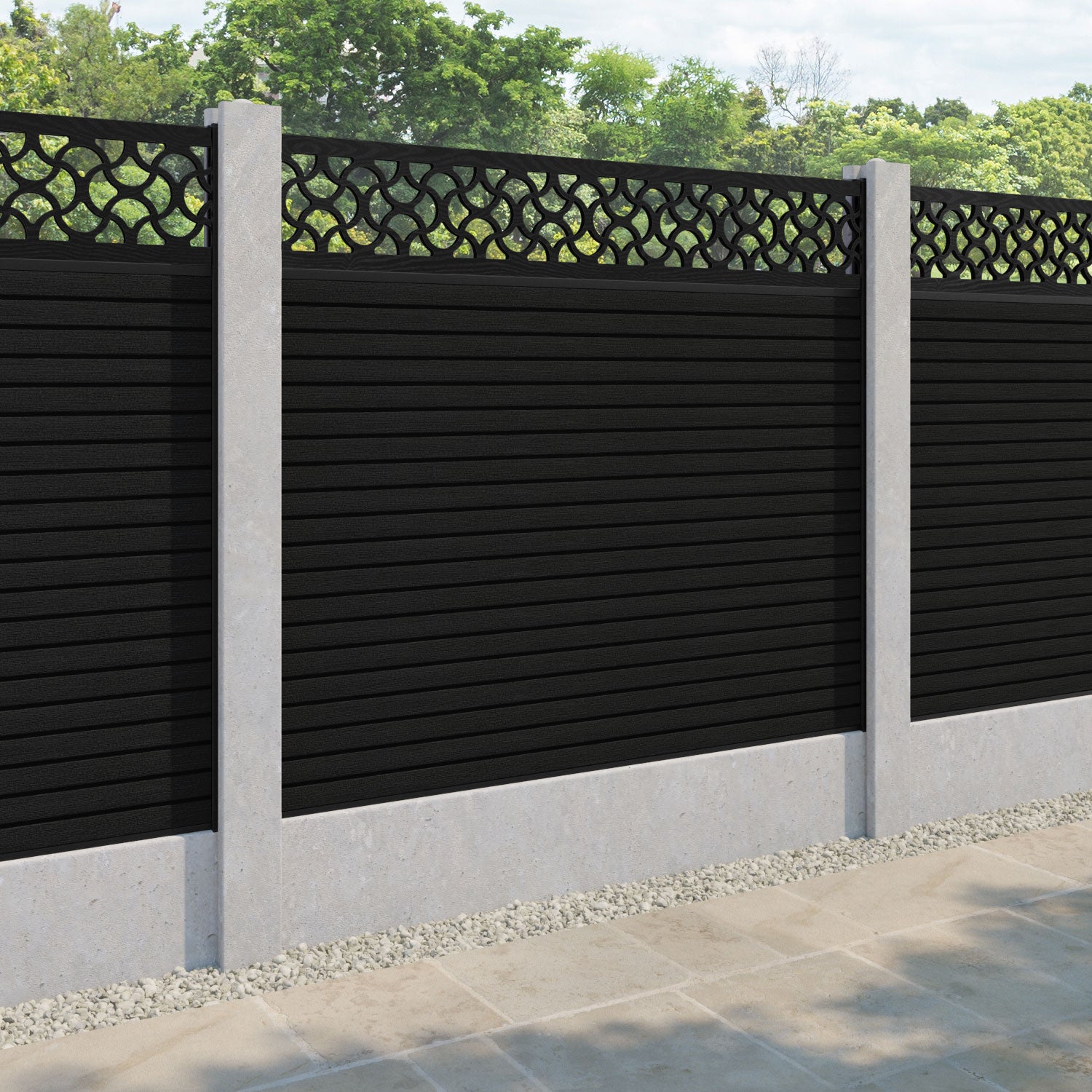 Hudson Vida Fence Panel - Black - for existing concrete posts