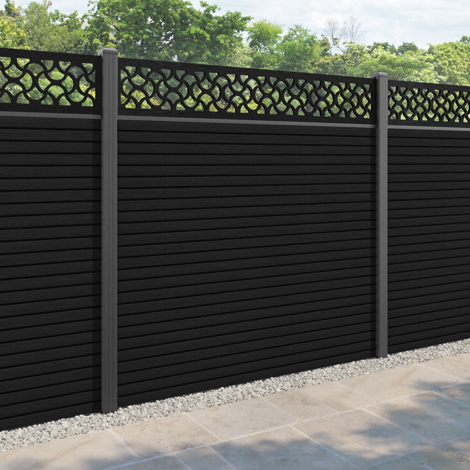 Hudson Vida Fence Panel - Black - with our aluminium posts