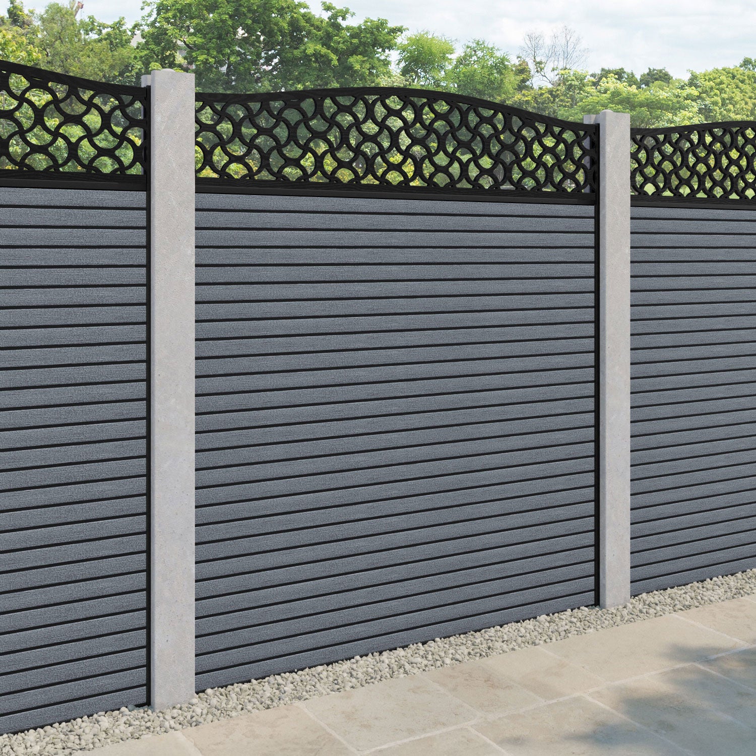 Hudson Vida Curved Top Fence Panel - Anthracite - for existing concrete posts