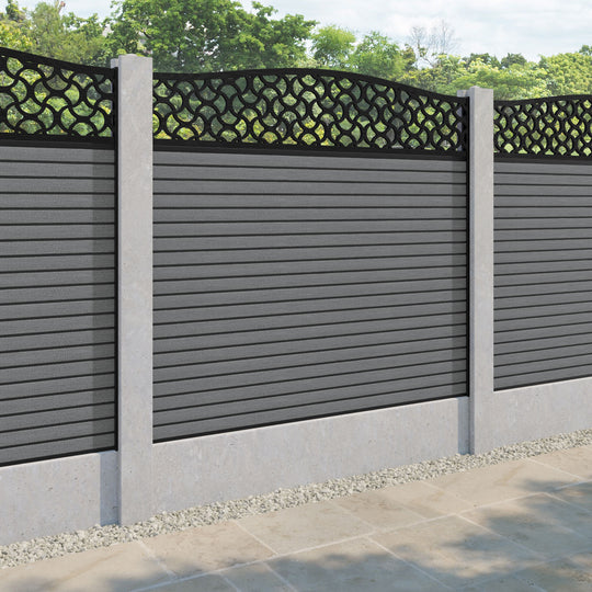 Hudson Vida Curved Top Fence Panel - Mid Grey - for existing concrete posts
