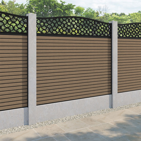 Hudson Vida Curved Top Fence Panel - Teak - for existing concrete posts