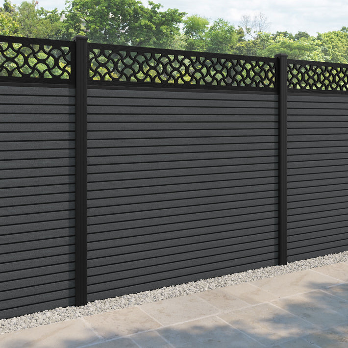 Hudson Vida Fence Panel - Dark Grey - with our aluminium posts