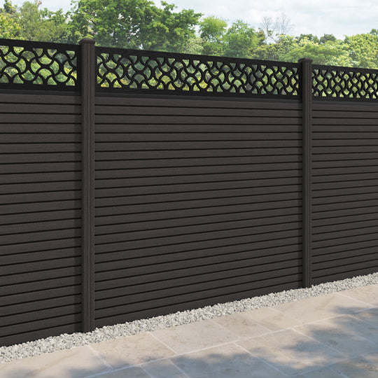 Hudson Vida Fence Panel - Dark Oak - with our composite posts