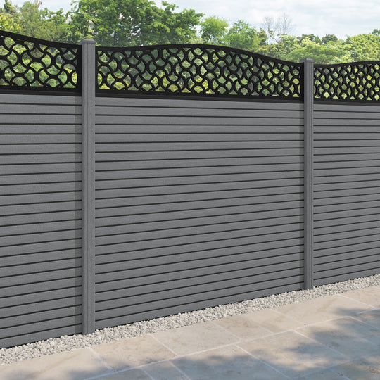 Hudson Vida Curved Top Fence Panel - Mid Grey - with our composite posts