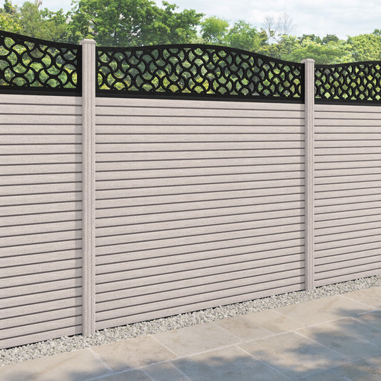 Hudson Vida Curved Top Fence Panel - Mid Stone - with our composite posts