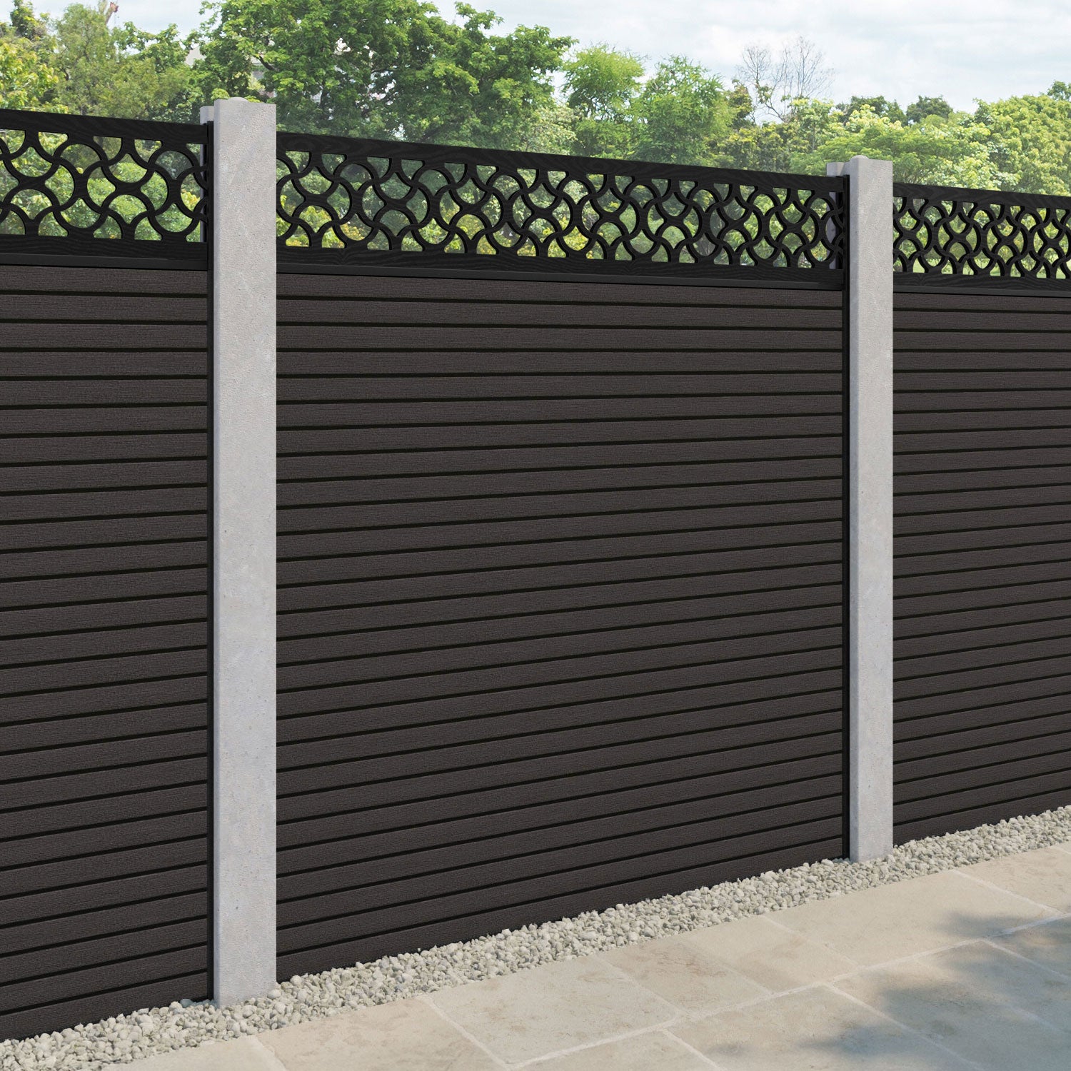Hudson Vida Fence Panel - Dark Oak - for existing concrete posts