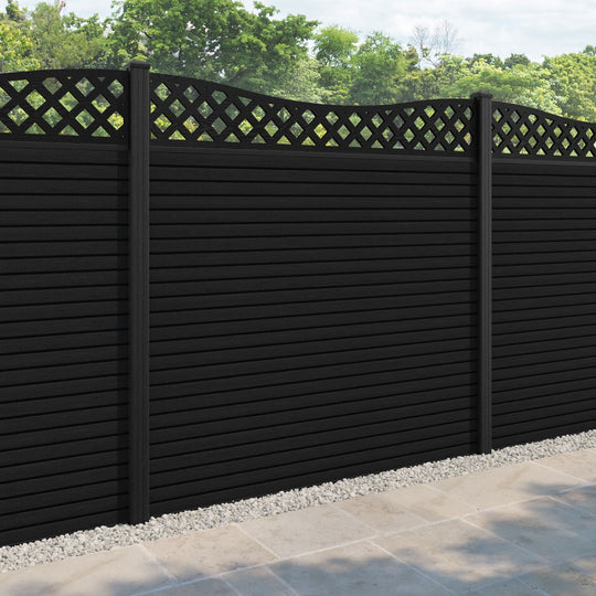 Hudson Low Wave Fence Panel - Black - with our composite posts