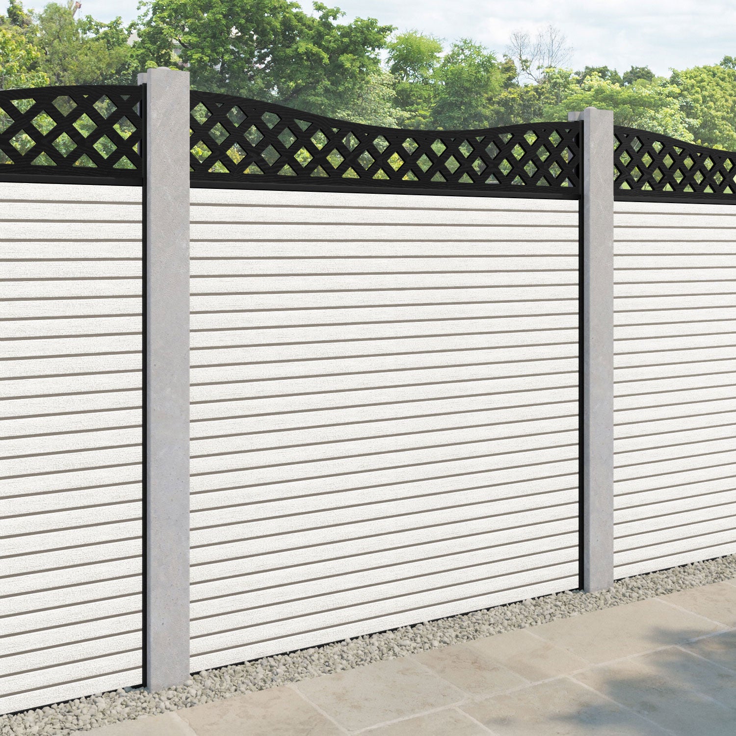 Hudson Low Wave Fence Panel - Light Stone - for existing concrete posts