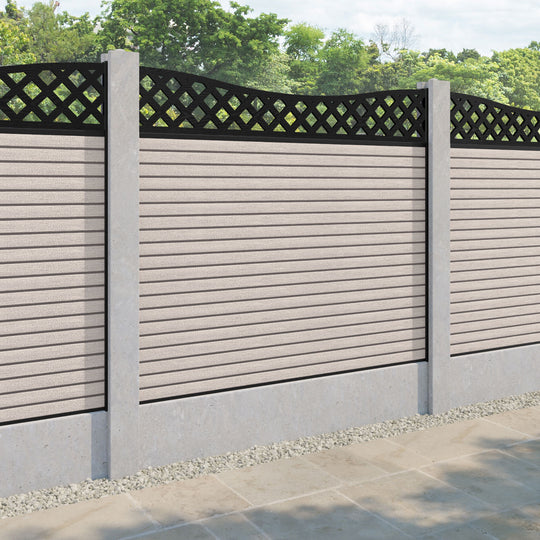 Hudson Low Wave Curved Top Fence Panel - Mid Stone - for existing concrete posts