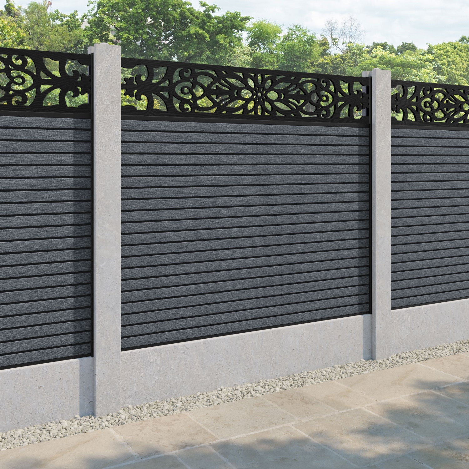 Hudson Windsor Fence Panel - Anthracite - for existing concrete posts