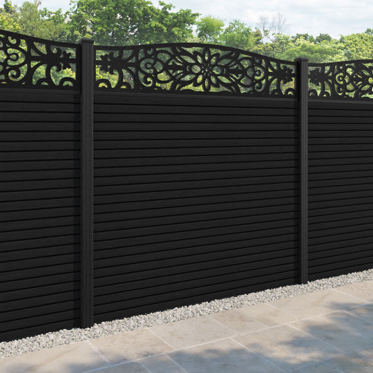Hudson Windsor Curved Top Fence Panel - Black - with our composite posts