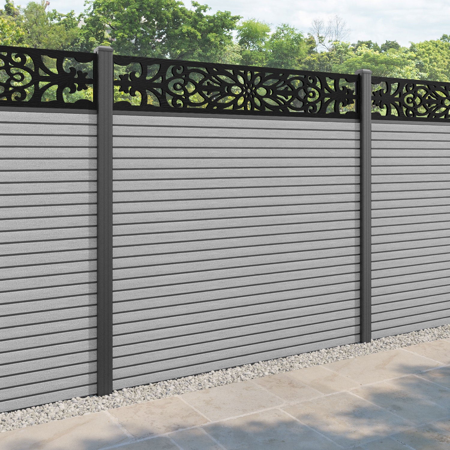 Hudson Windsor Fence Panel - Light Grey - with our aluminium posts