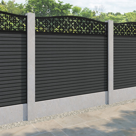 Hudson Zaria Curved Top Fence Panel - Dark Grey - for existing concrete posts
